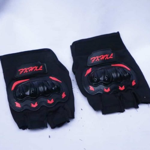 Motorcycle Synthetic Leather Half Finger Hand Gloves for Pro Biker